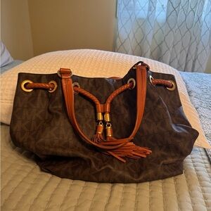 Michael Kors Brown Shoulder Bag with Tan Details
